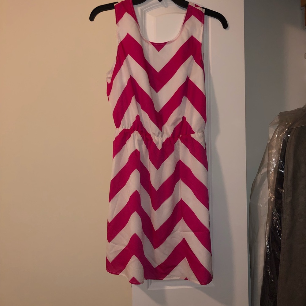 Small pink and white chevron dress